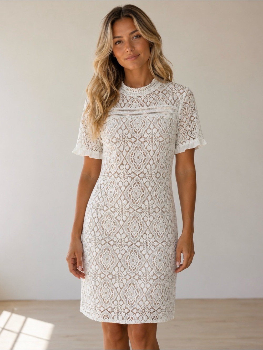 Ethereal by Paper Crane Lace Dress size Large White Cream Lace Floral Boho Dress
